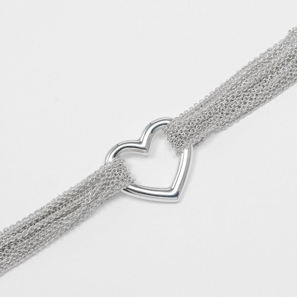 TIFFANY&Co. Open Heart Toggle Bracelet Wrist Size6.6" Silver925 33.9g Women - Picture 8 of 9